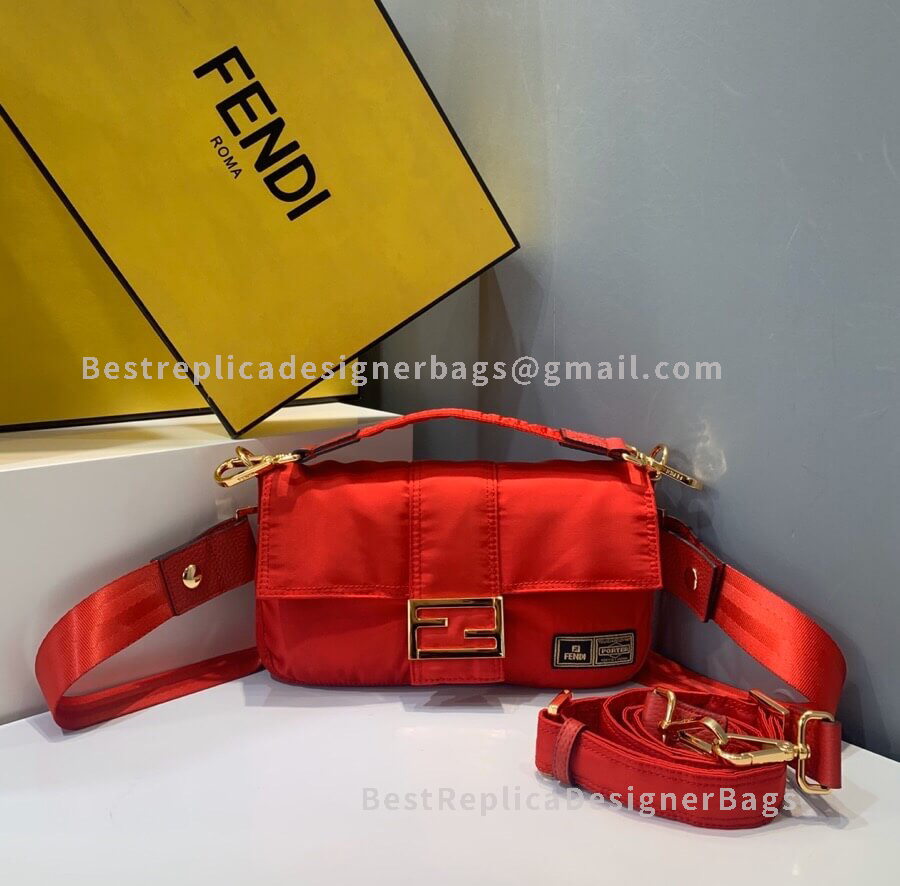 Fendi Baguette Red Nylon Bag GHW 0131